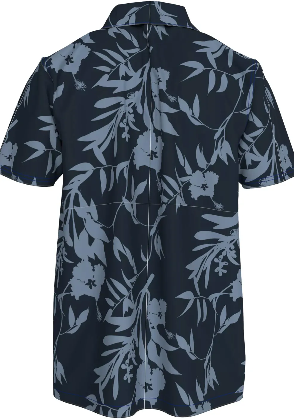 Tommy Hilfiger Bowling Shirt Regular Fit, korte mouw, popeline, donkerblauw dessin
