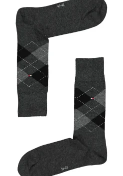 Tommy Hilfiger Check Socks (2-pack), herensokken katoen, geruit en uni, antraciet