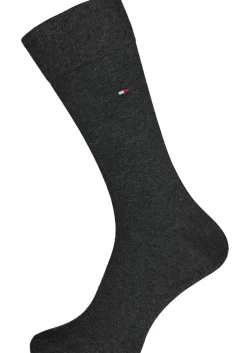 Tommy Hilfiger Check Socks (2-pack), herensokken katoen, geruit en uni, antraciet