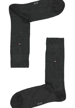 Tommy Hilfiger Check Socks (2-pack), herensokken katoen, geruit en uni, antraciet