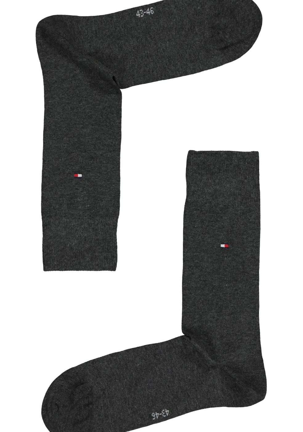 Tommy Hilfiger Check Socks (2-pack), herensokken katoen, geruit en uni, antraciet