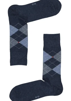 Tommy Hilfiger Check Socks (2-pack), herensokken katoen, geruit en uni, jeans blauw
