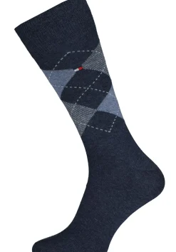 Tommy Hilfiger Check Socks (2-pack), herensokken katoen, geruit en uni, jeans blauw