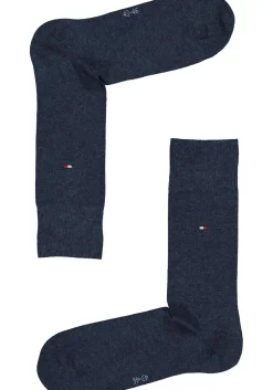 Tommy Hilfiger Check Socks (2-pack), herensokken katoen, geruit en uni, jeans blauw