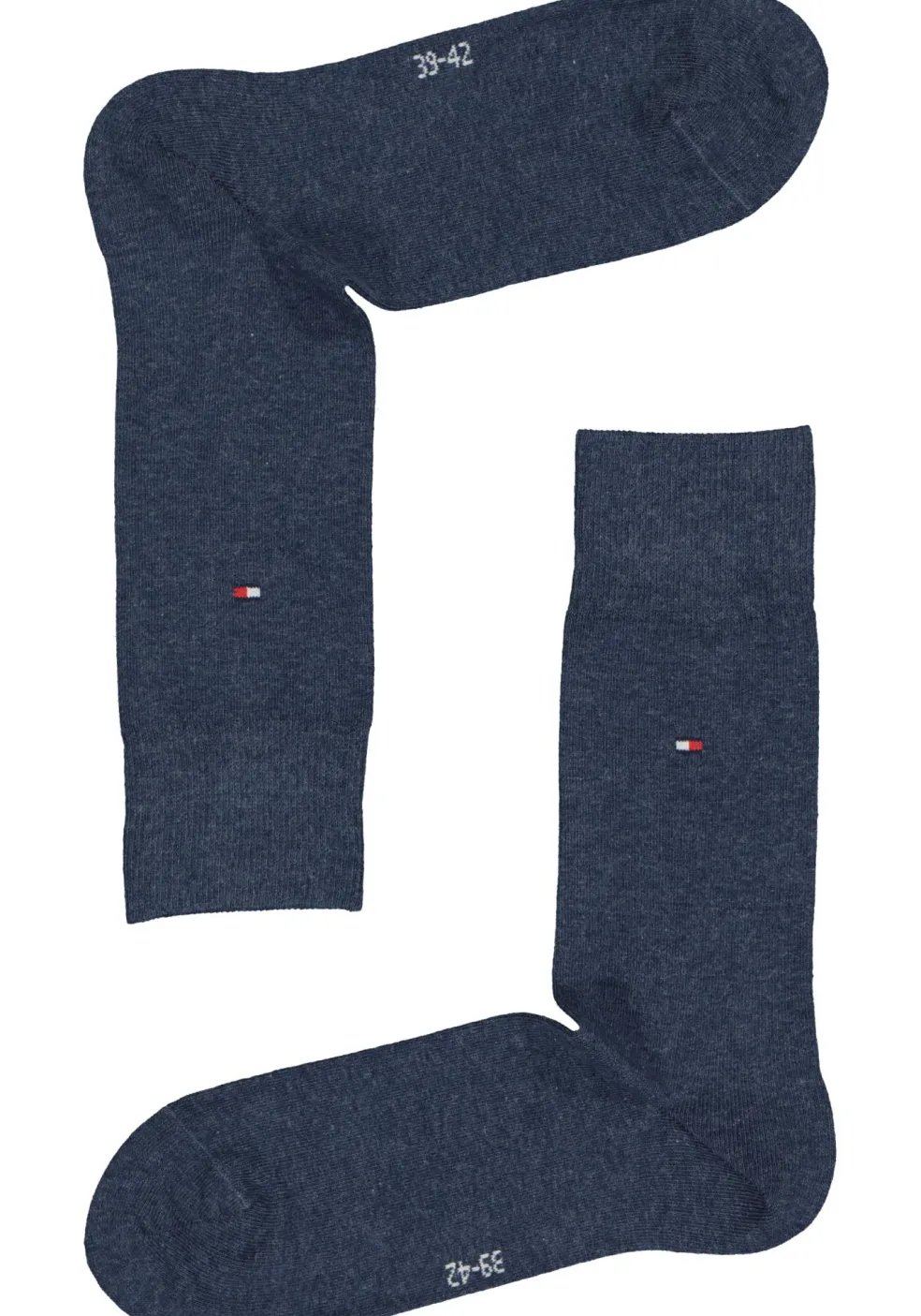Tommy Hilfiger Check Socks (2-pack), herensokken katoen, geruit en uni, beige met jeansblauw