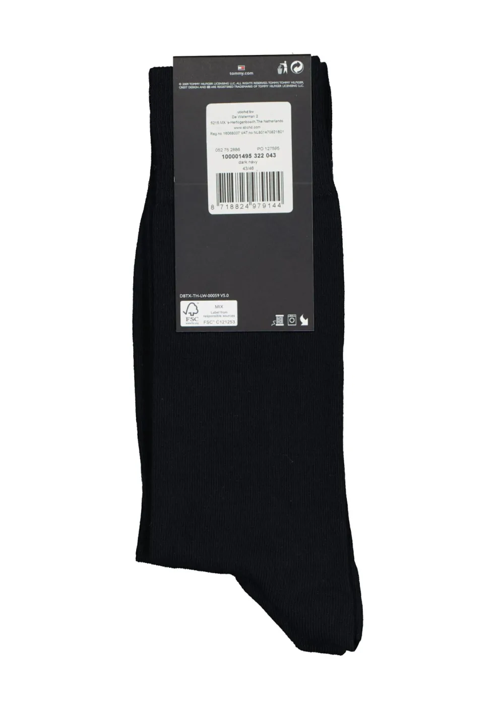 Tommy Hilfiger Check Socks (2-pack), herensokken katoen, geruit en uni, donkerblauw