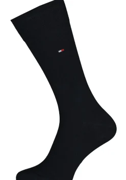 Tommy Hilfiger Check Socks (2-pack), herensokken katoen, geruit en uni, donkerblauw