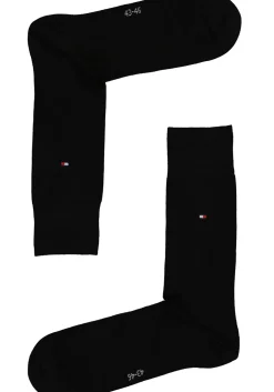 Tommy Hilfiger Check Socks (2-pack), herensokken katoen, geruit en uni, zwart