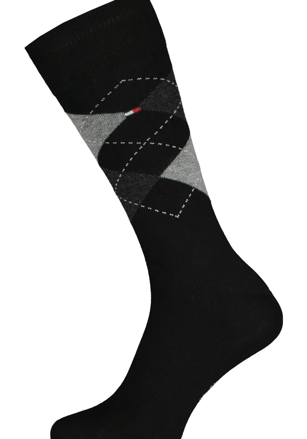 Tommy Hilfiger Check Socks (2-pack), herensokken katoen, geruit en uni, zwart