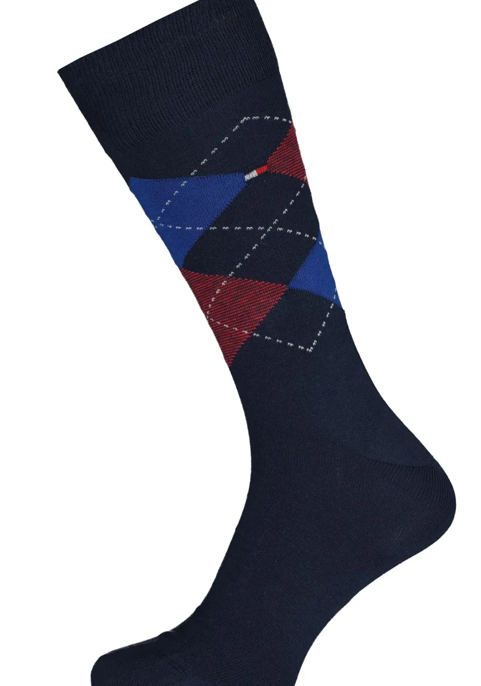 Tommy Hilfiger Check Socks (2-pack), herensokken katoen, geruit en uni, original blauw met rood