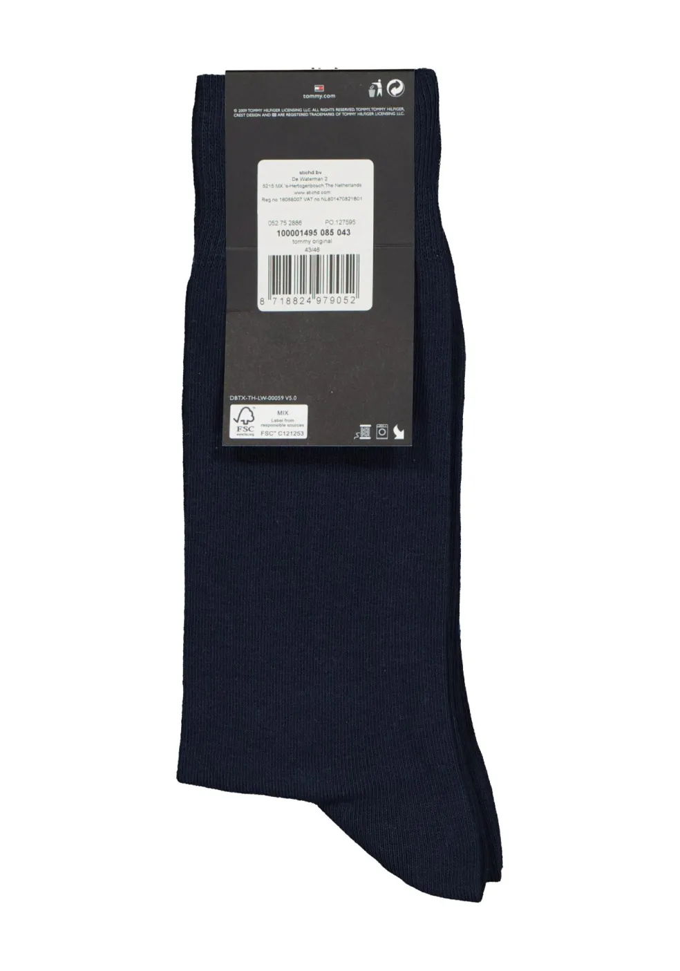 Tommy Hilfiger Check Socks (2-pack), herensokken katoen, geruit en uni, original blauw met rood