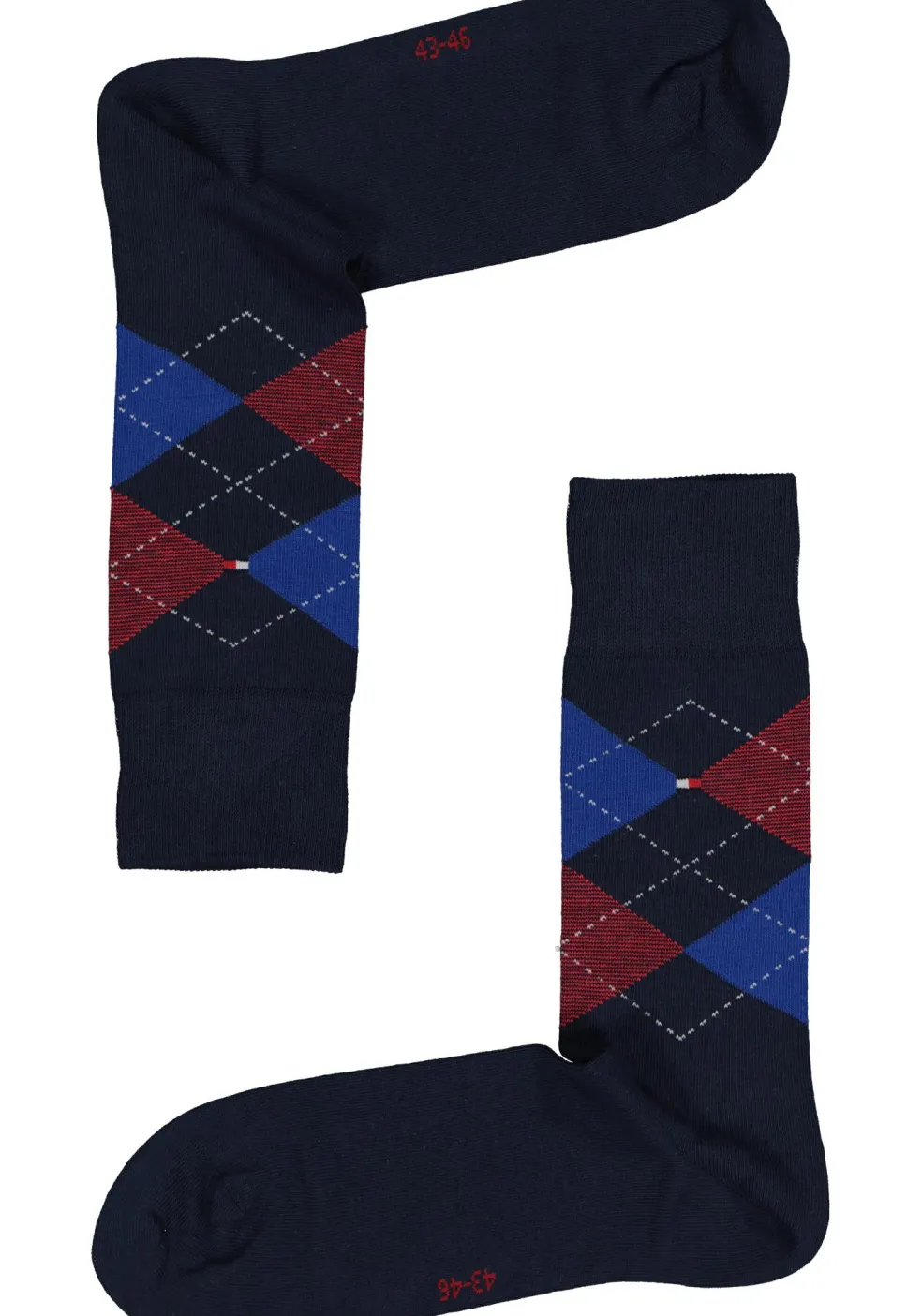 Tommy Hilfiger Check Socks (2-pack), herensokken katoen, geruit en uni, original blauw met rood