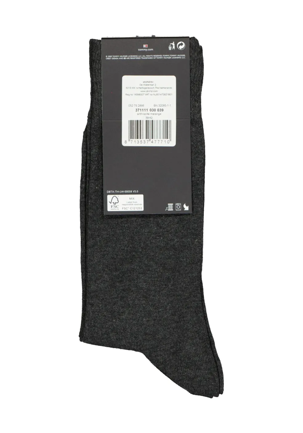 Tommy Hilfiger Classic Socks (2-pack), herensokken katoen, antraciet melange