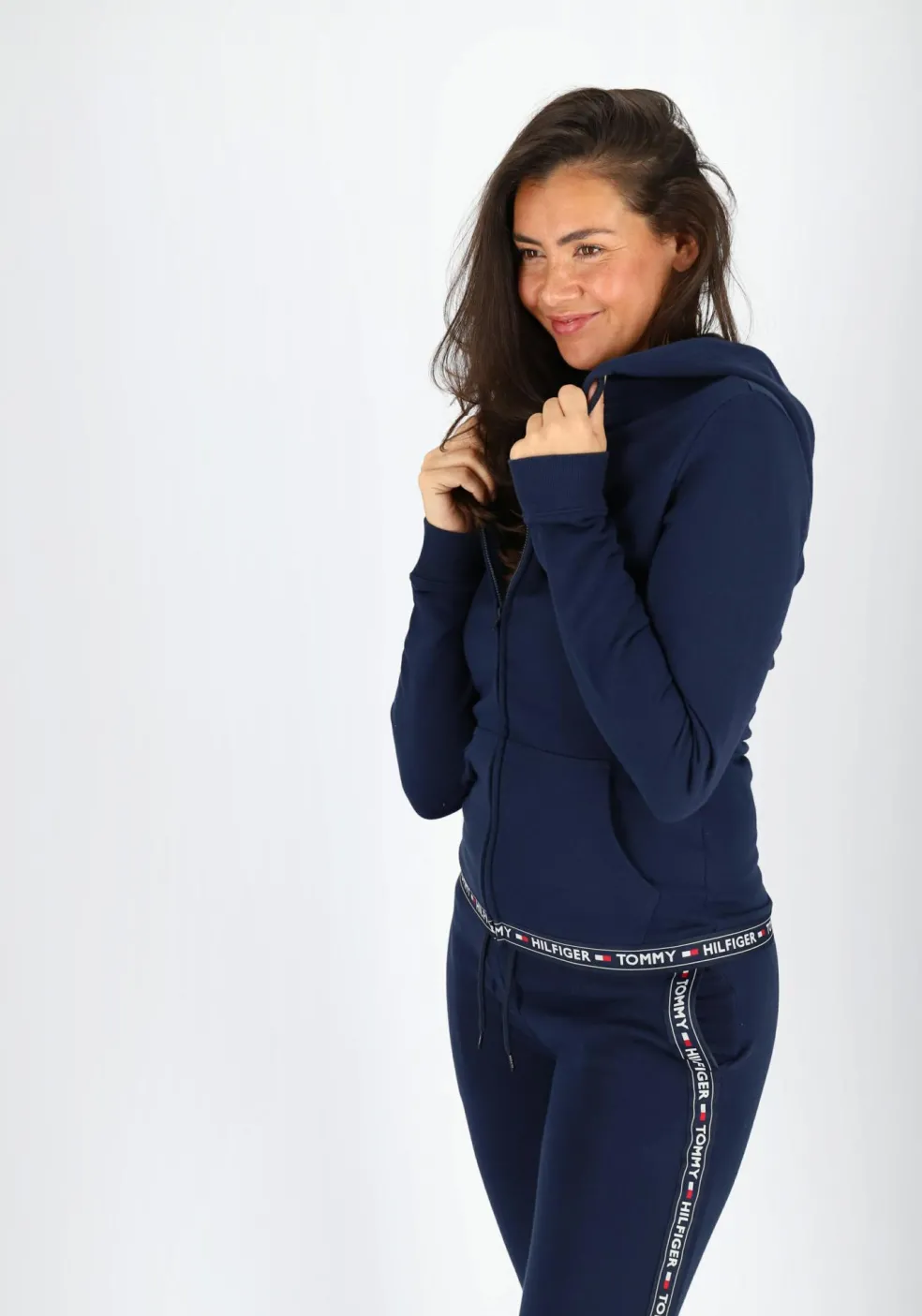 Tommy Hilfiger dames Authentic hoodie, sweatvest met capuchon, middeldik, donkerblauw