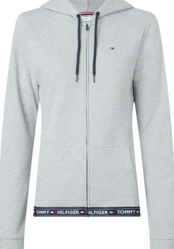 Tommy Hilfiger dames Authentic hoodie, sweatvest met capuchon, middeldik, grijs melange
