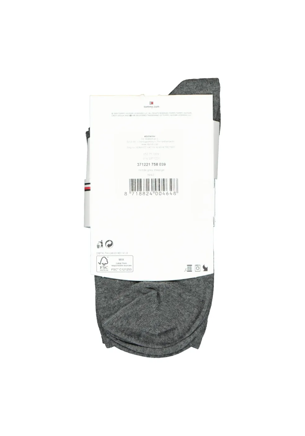 Tommy Hilfiger damessokken Casual (2-pack), uni katoen, midden grijs melange