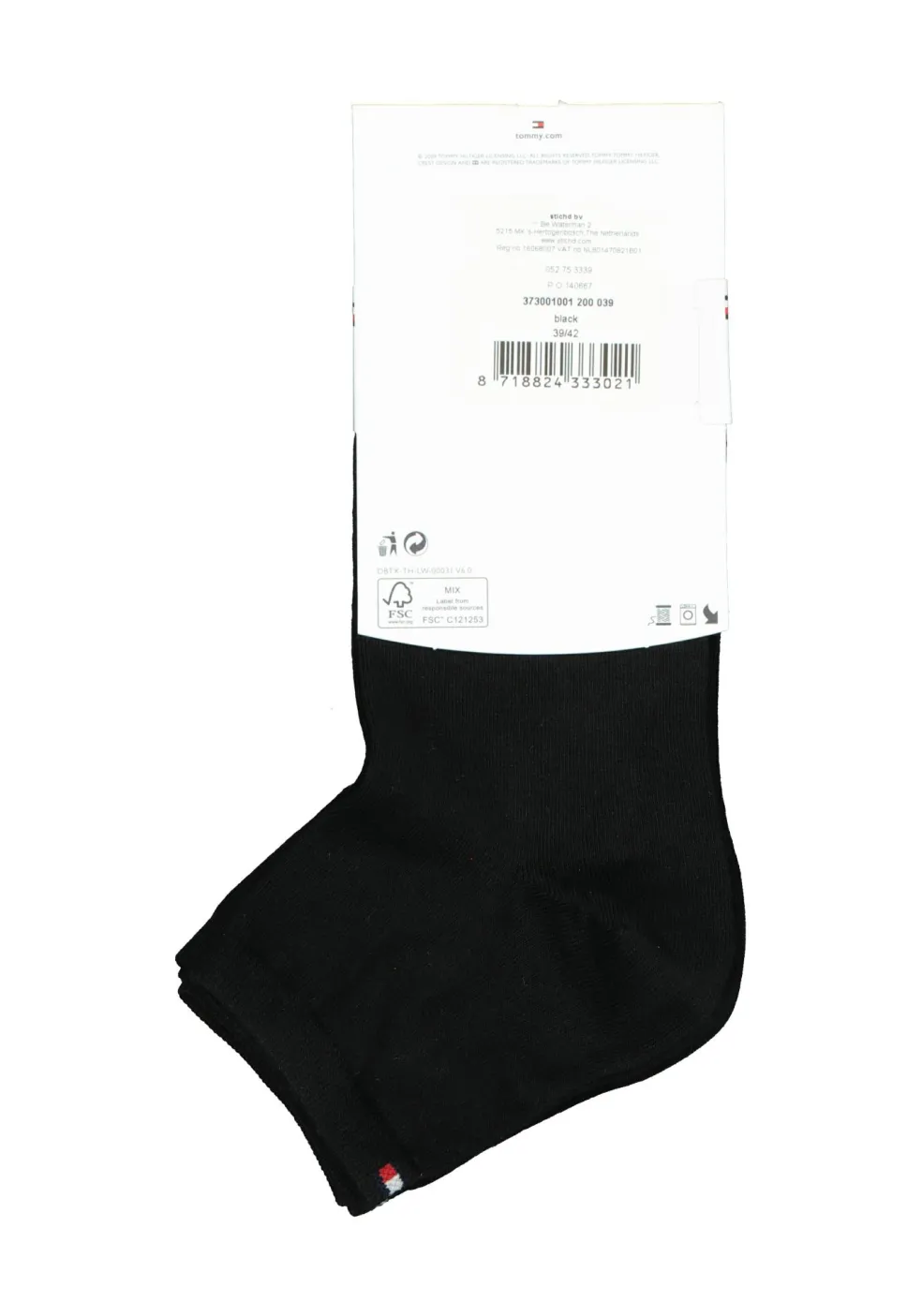 Tommy Hilfiger damessokken Casual Short (2-pack), korte sokken katoen, zwart