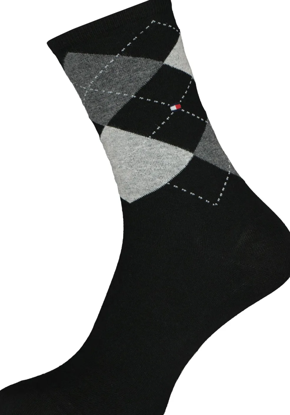 Tommy Hilfiger damessokken Check (2-pack), uni en geruit katoen, zwart met grijs