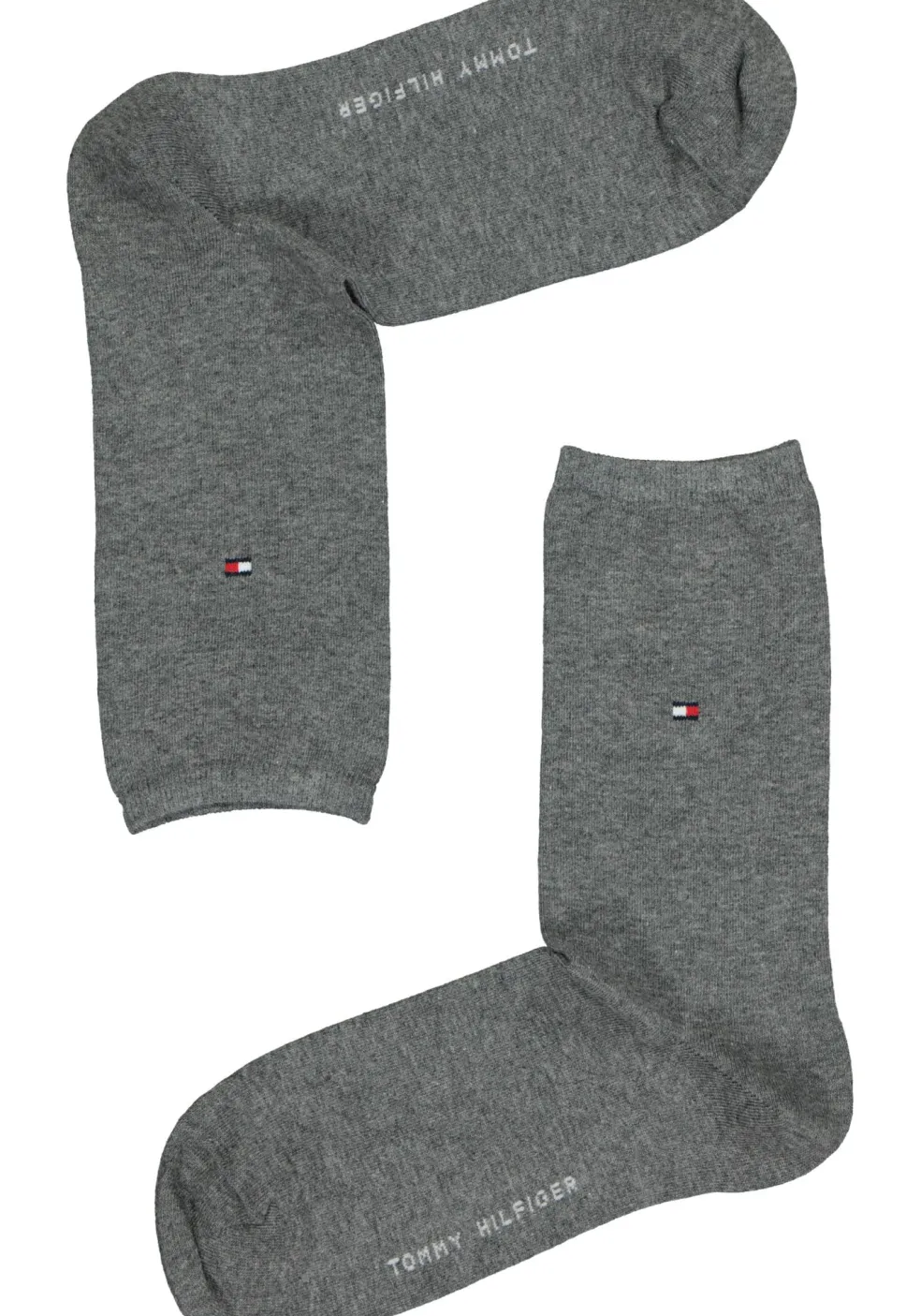 Tommy Hilfiger damessokken Check (2-pack), uni en geruit katoen, midden grijs met zwart
