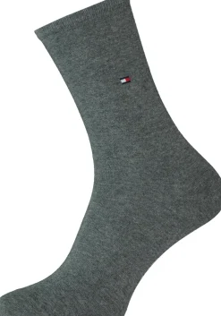 Tommy Hilfiger damessokken Check (2-pack), uni en geruit katoen, midden grijs met zwart