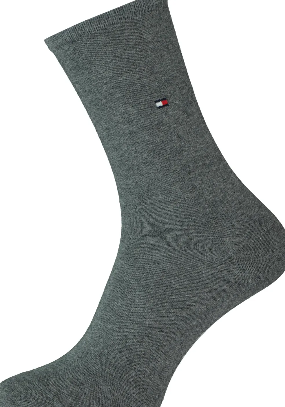 Tommy Hilfiger damessokken Check (2-pack), uni en geruit katoen, midden grijs met zwart