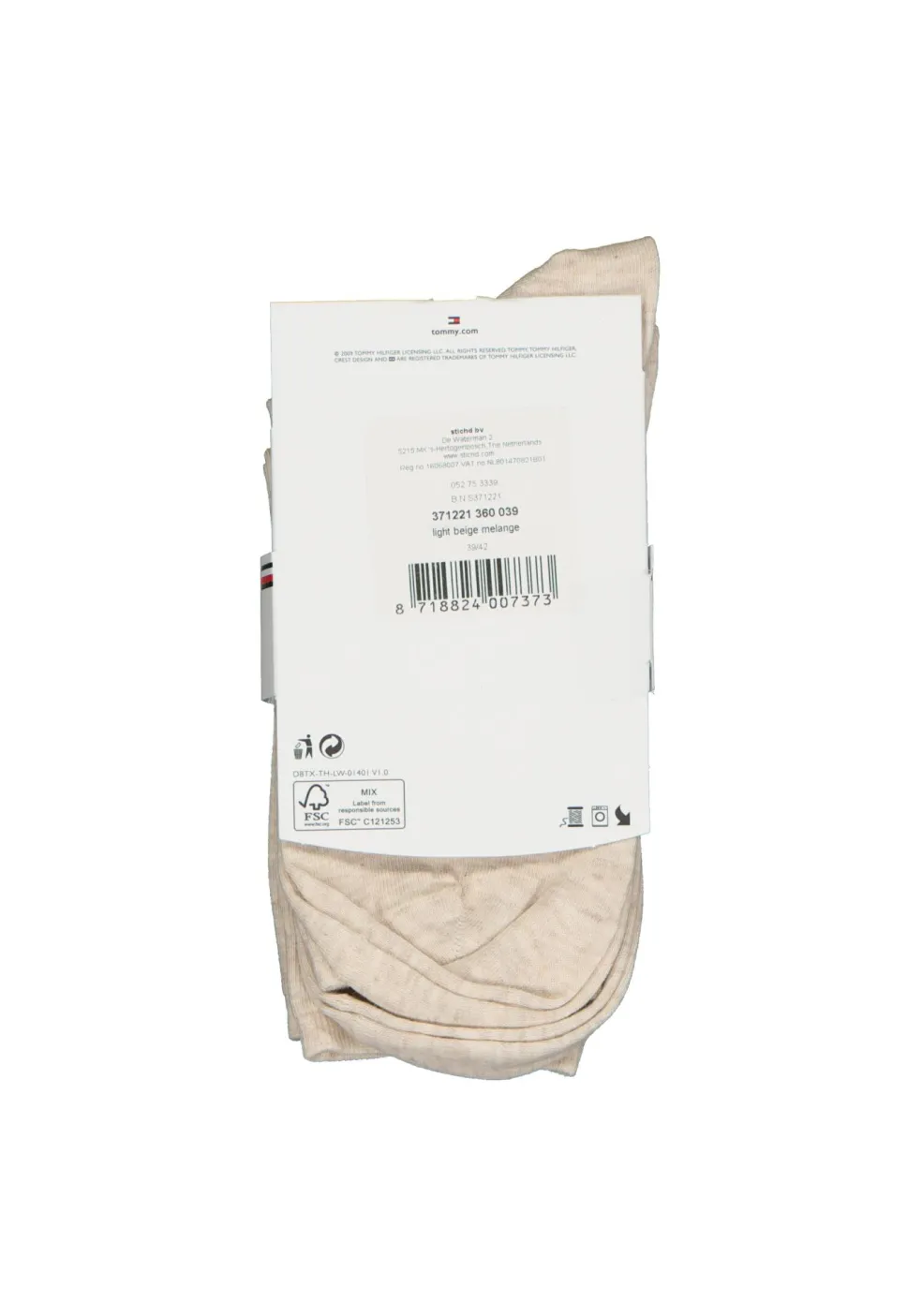 Tommy Hilfiger damessokken Casual (2-pack), uni katoen, licht beige melange