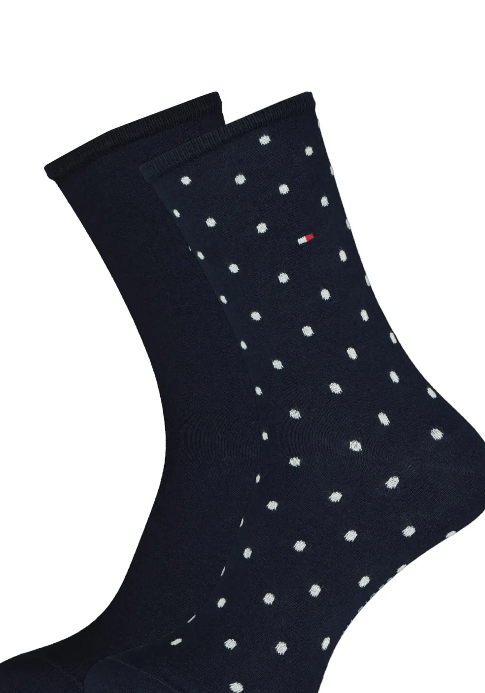 Tommy Hilfiger damessokken Dot (2-pack), uni en gestipt katoen, donkerblauw met wit