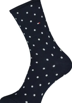 Tommy Hilfiger damessokken Dot (2-pack), uni en gestipt katoen, donkerblauw met wit