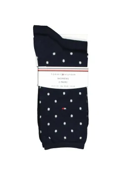 Tommy Hilfiger damessokken Dot (2-pack), uni en gestipt katoen, donkerblauw met wit