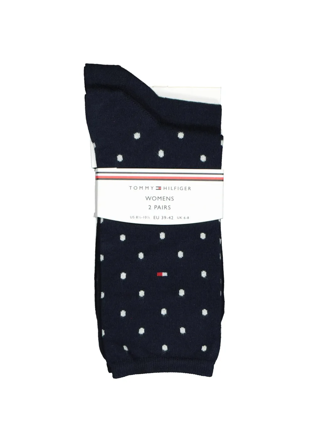 Tommy Hilfiger damessokken Dot (2-pack), uni en gestipt katoen, donkerblauw met wit