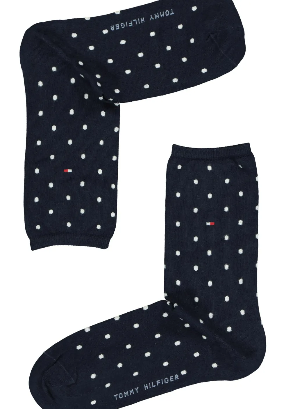Tommy Hilfiger damessokken Dot (2-pack), uni en gestipt katoen, donkerblauw met wit