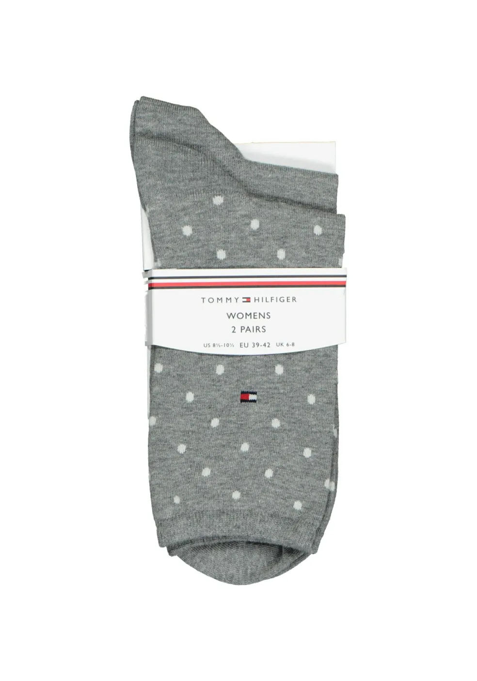 Tommy Hilfiger damessokken Dot (2-pack), uni en gestipt katoen, grijs met wit