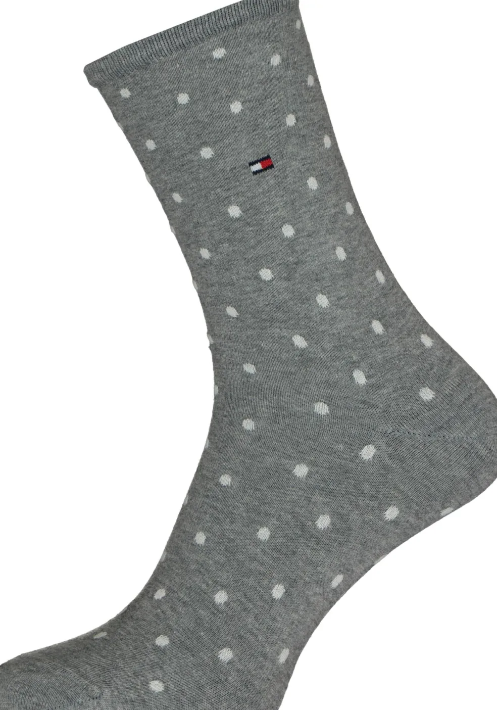 Tommy Hilfiger damessokken Dot (2-pack), uni en gestipt katoen, grijs met wit