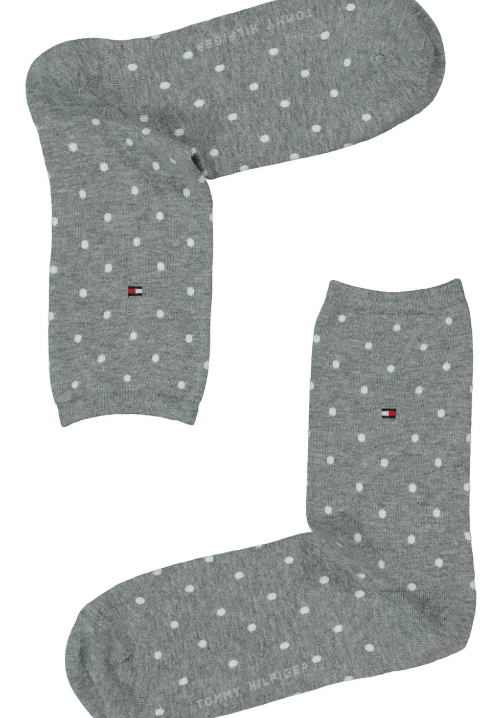 Tommy Hilfiger damessokken Dot (2-pack), uni en gestipt katoen, grijs met wit