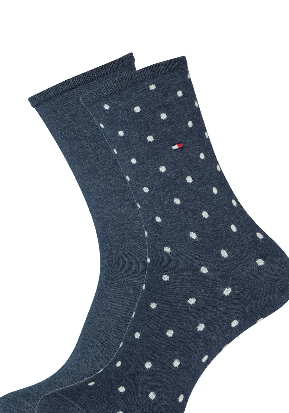 Tommy Hilfiger damessokken Dot (2-pack), uni en gestipt katoen, jeans blauw met wit