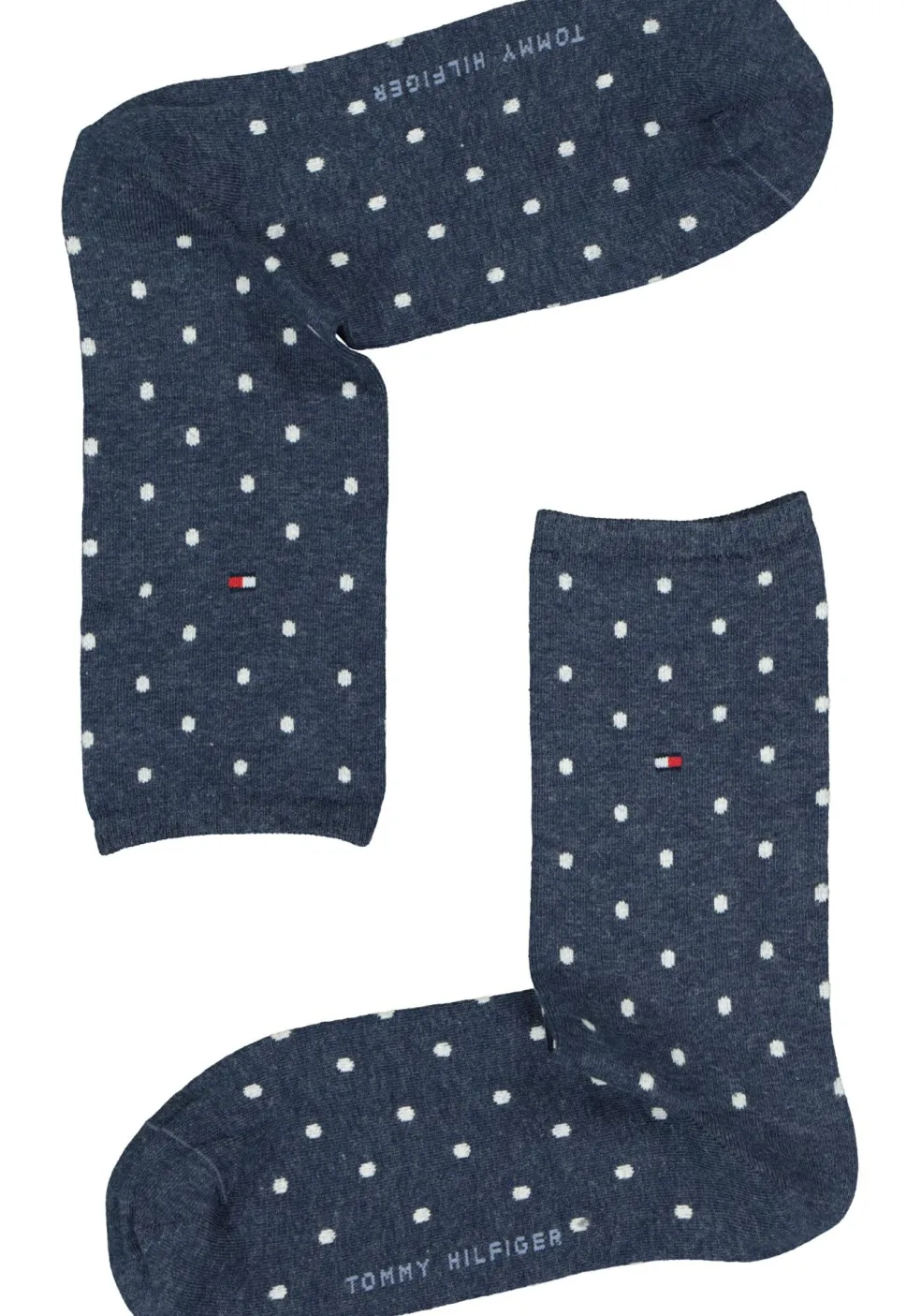 Tommy Hilfiger damessokken Dot (2-pack), uni en gestipt katoen, jeans blauw met wit