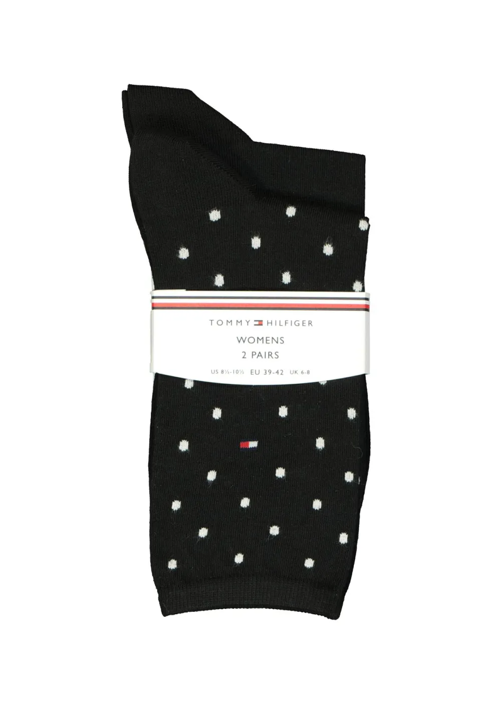 Tommy Hilfiger damessokken Dot (2-pack), uni en gestipt katoen, zwart met wit