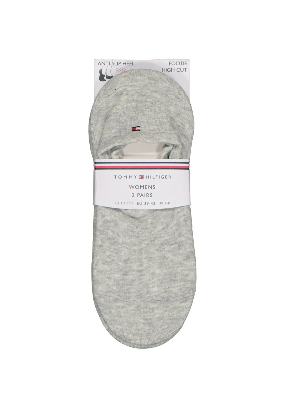 Tommy Hilfiger damessokken Footie (2-pack), onzichtbare sneakersokken katoen, grijs melange
