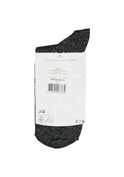 Tommy Hilfiger damessokken Glitter (1-pack), enkelhoog katoen met glitters, zwart met zilver