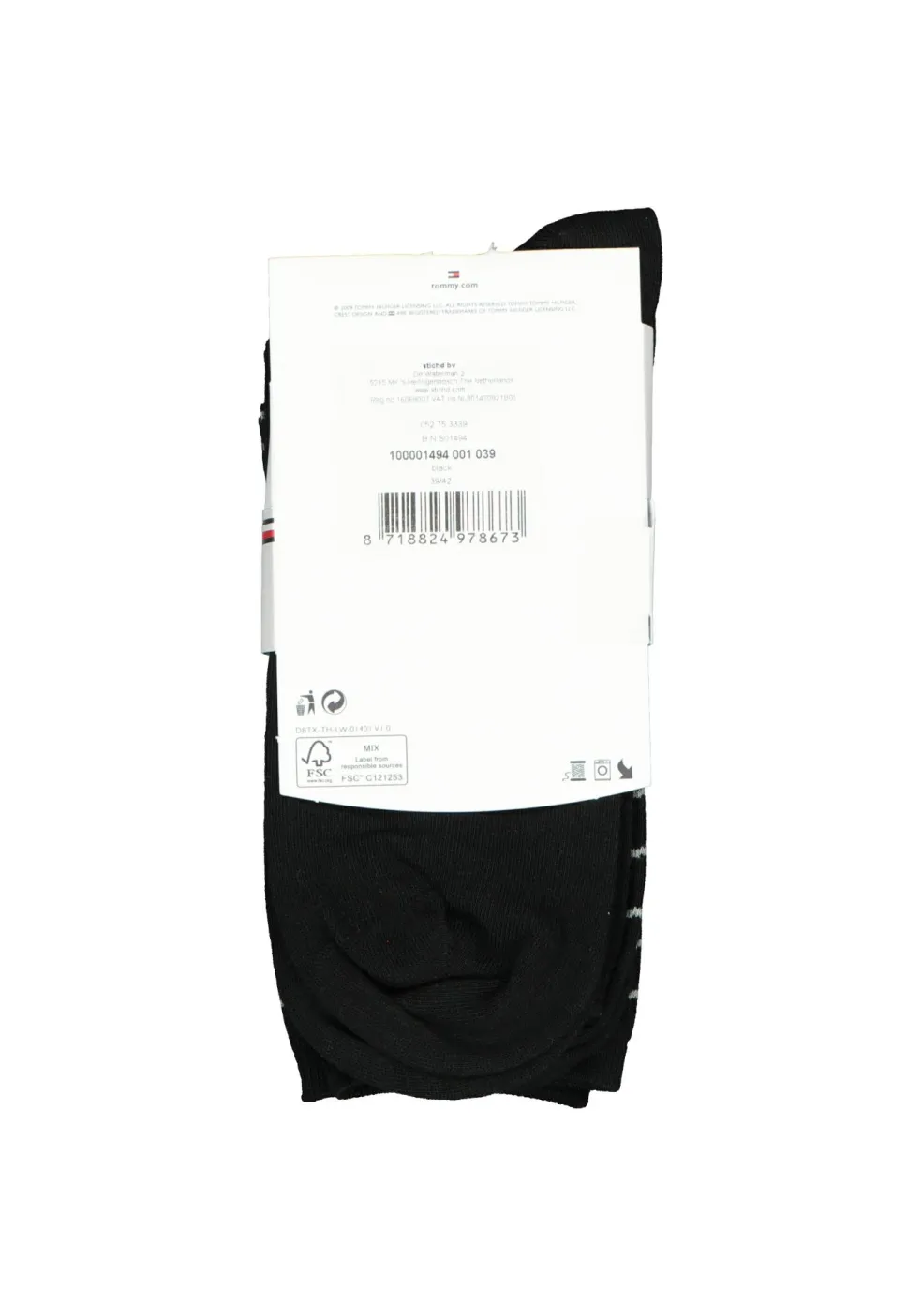 Tommy Hilfiger damessokken Small Stripe (2-pack), uni en gestreept katoen, zwart met wit