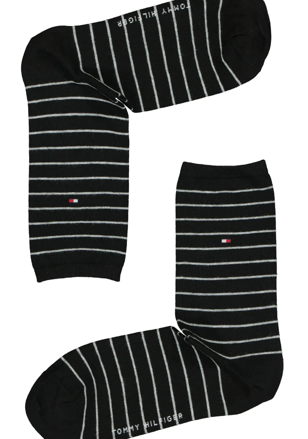 Tommy Hilfiger damessokken Small Stripe (2-pack), uni en gestreept katoen, zwart met wit