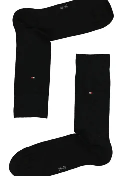 Tommy Hilfiger Duo Stripe Socks (2-pack), herensokken katoen, gestreept en uni, zwart met grijs