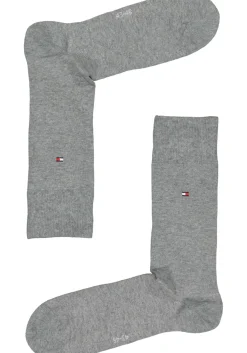 Tommy Hilfiger Duo Stripe Socks (2-pack), herensokken katoen, gestreept en uni, antraciet grijs