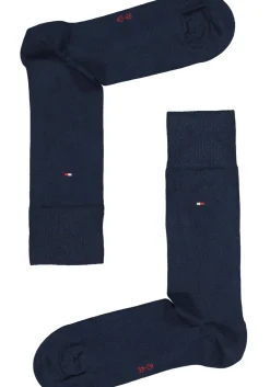 Tommy Hilfiger Duo Stripe Socks (2-pack), herensokken katoen, gestreept en uni, blauw en rood