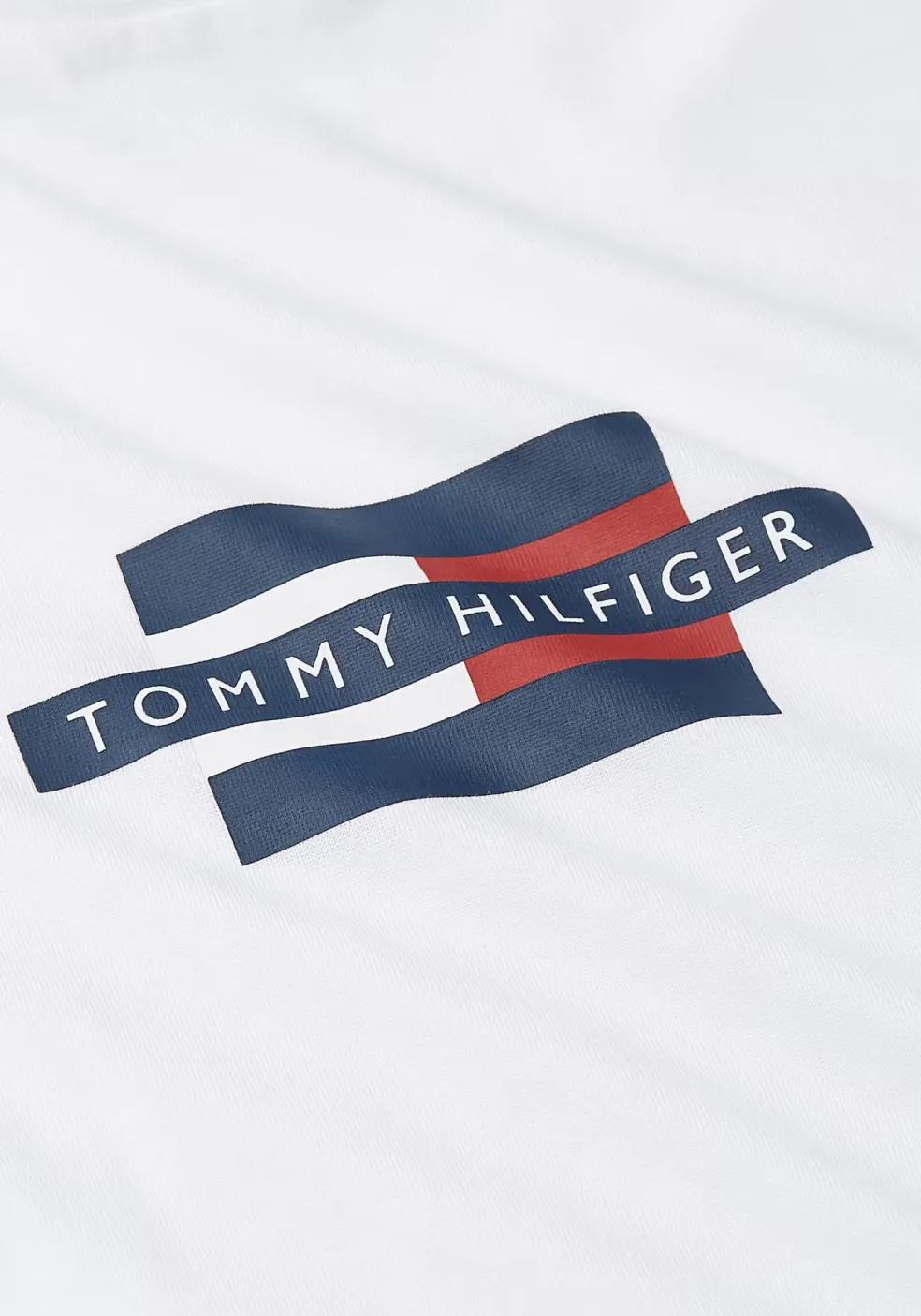 Tommy Hilfiger Flag Box Tee, heren T-shirt korte mouw O-hals, wit