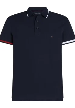Tommy Hilfiger Flag Cuff Slim Polo, heren poloshirt, donkerblauw