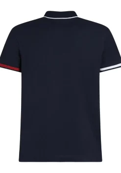 Tommy Hilfiger Flag Cuff Slim Polo, heren poloshirt, donkerblauw