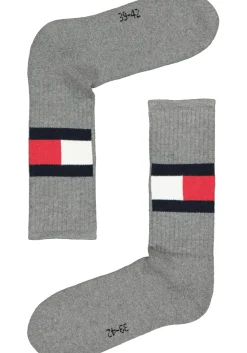 Tommy Hilfiger Flag Socks (1-pack), unisex sportsokken katoen, grijs melange