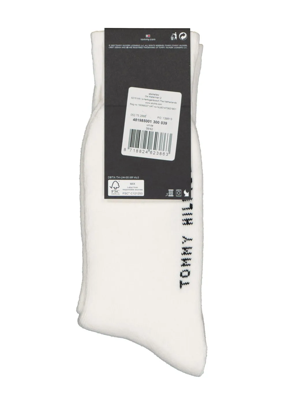 Tommy Hilfiger Flag Socks (1-pack), unisex sportsokken katoen, wit