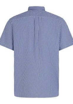 Tommy Hilfiger Flex Poplin Regular Fit Shirt, korte mouw, popeline, blauw met wit geruit